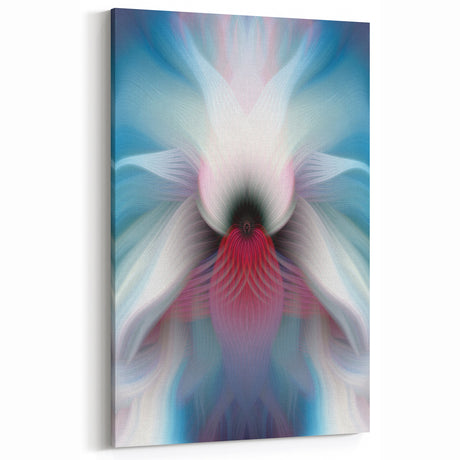 Large Abstract Wall Art – Ethereal Floral Motion in Blue & Pink