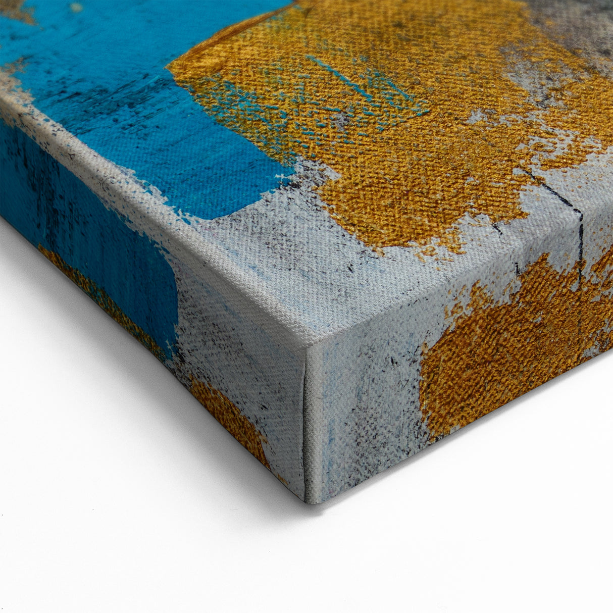 Modern Abstract Paintings – Large Canvas in Teal, Gold & Black