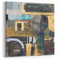 Geometric Moody Modern Wall Art - Black, Gold & Teal Abstract Print
