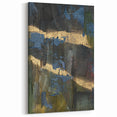 Dark Moody Modern Wall Art - Abstract Black, Blue & Gold Texture