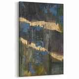 Dark Moody Modern Wall Art - Abstract Black, Blue & Gold Texture