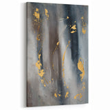 Elegant Moody Modern Wall Art - Abstract Gray, Gold & Black Print