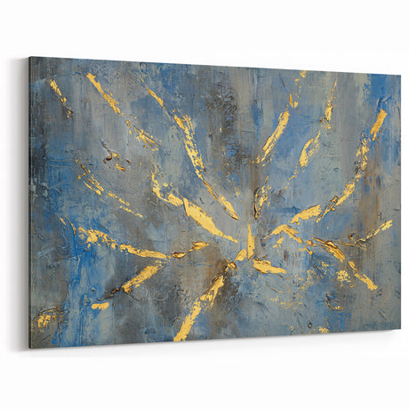 Luxury Moody Modern Wall Art - Abstract Blue, Gold & Gray Print