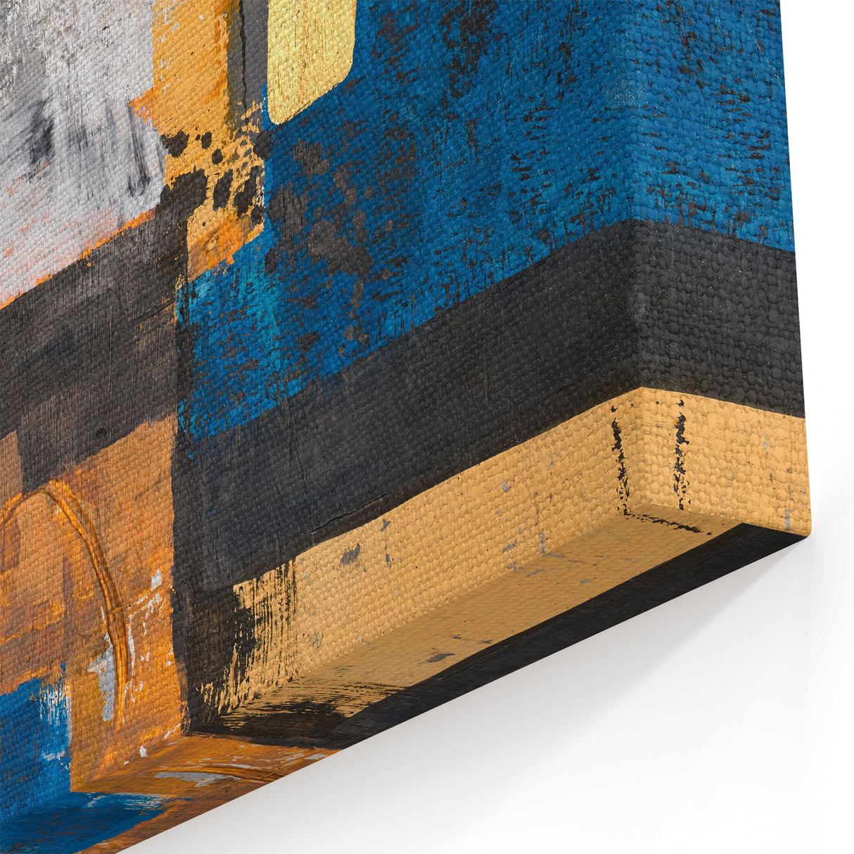 Moody Modern Wall Art – Abstract Canvas with Bold Blue & Gold