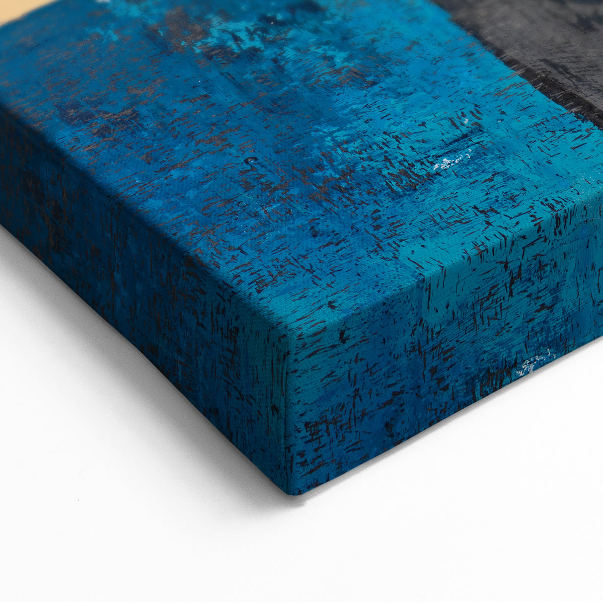 Moody Modern Wall Art – Abstract Canvas with Bold Blue & Gold
