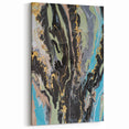 Large Abstract Wall Art – Moody Fluid Painting with Gold Accents