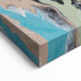 Large Abstract Wall Art – Moody Fluid Painting with Gold Accents