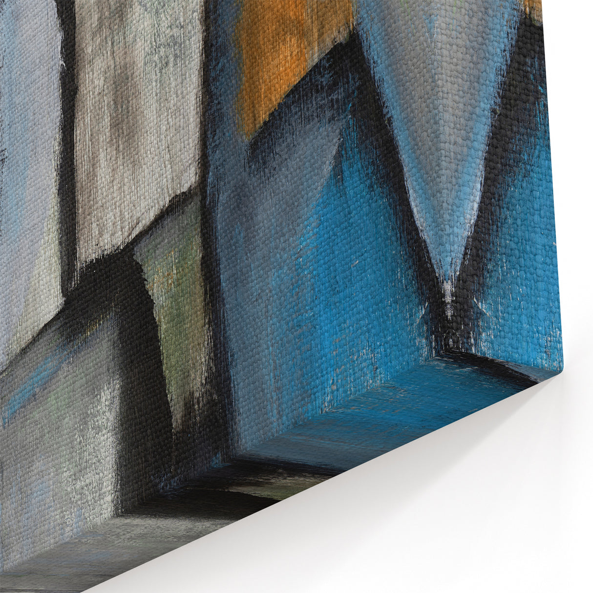 Abstract Wall Art – Moody Geometric Painting in Blue and Earthy Tones