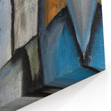 Abstract Wall Art – Moody Geometric Painting in Blue and Earthy Tones