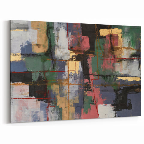 Moody Modern Wall Art – Textured Abstract Painting in Green & Gold