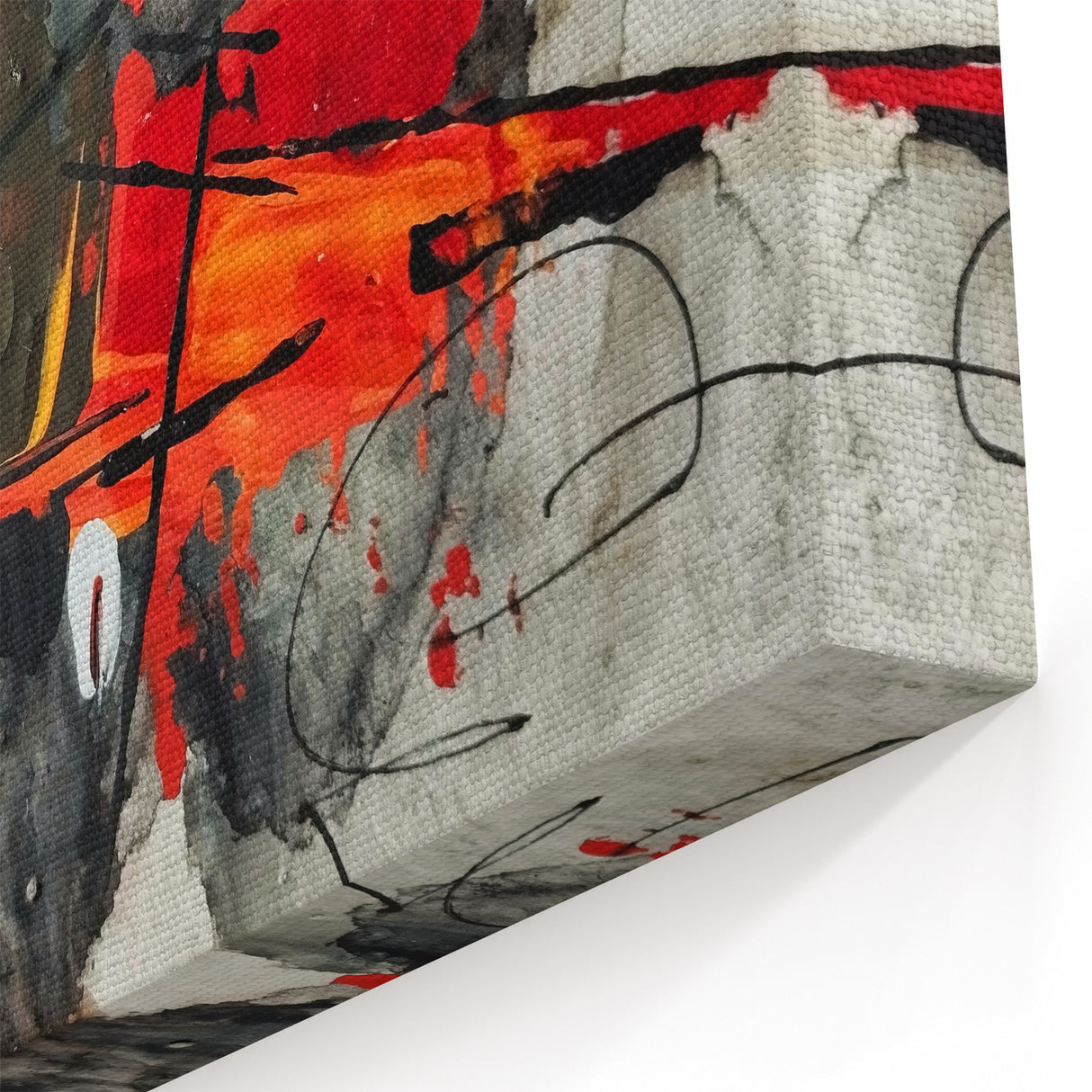 Abstract Canvas Wall Art – Fiery Red and Black Expressionist Painting