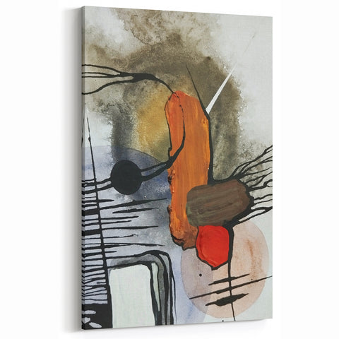 Modern Abstract Paintings – Expressive Ink & Earthy Tones Canvas