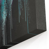 Abstract Canvas Wall Art – Dripping Teal & Purple Moody Painting