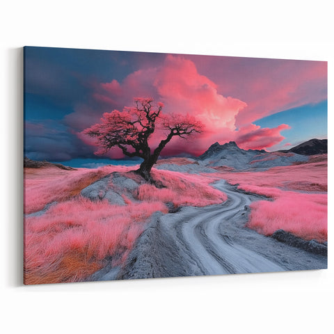 Surreal Pink Tree Landscape – Fantasy Nature Art Print