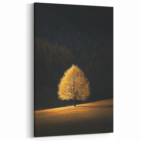 Golden Tree in Spotlight – Majestic Nature Art Print