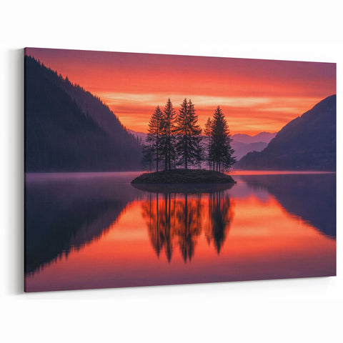 Sunset Island Reflection – Serene Nature Landscape Art