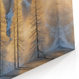 Golden Trees in Snowy Mountains – Winter Nature Art Print