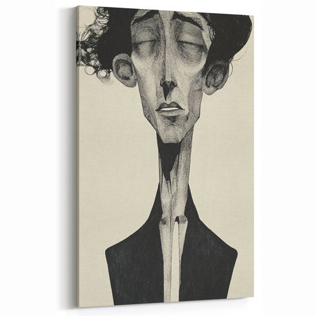 Minimalist Abstract Figurative Wall Art – Expressive Monochrome Design