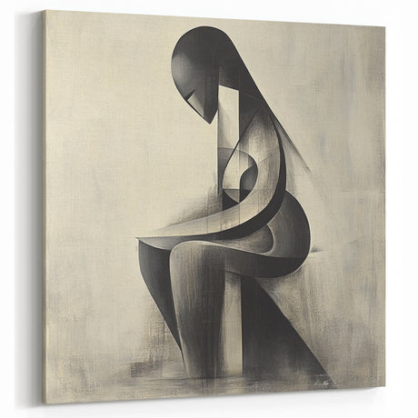 Abstract Human Form Artwork – Minimalist Monochrome Figurative Art