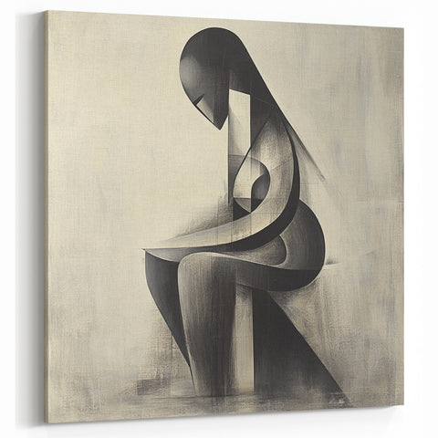 Abstract Human Form Artwork – Minimalist Monochrome Figurative Art