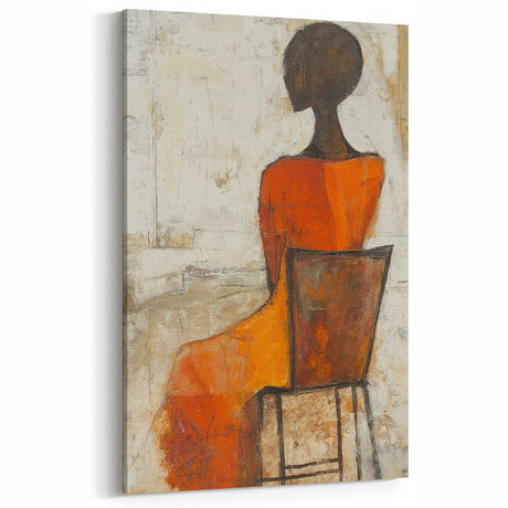Figurative Abstract Art Prints – Minimalist Textured Seated Portrait