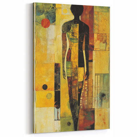 Modern Abstract Figure Paintings – Geometric Human Silhouette Art