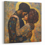 Elegant Figurative Wall Decor – Romantic Golden Embrace Painting