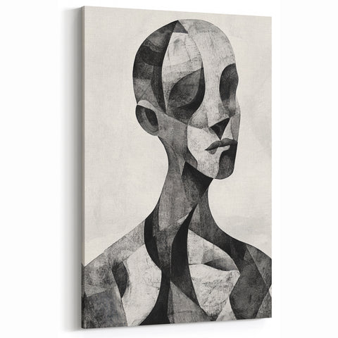 Cubist Abstract Figurative Wall Art – Monochrome Elegance