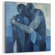 Emotional Abstract Figurative Wall Art – Embrace in Blue
