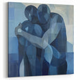 Emotional Abstract Figurative Wall Art – Embrace in Blue