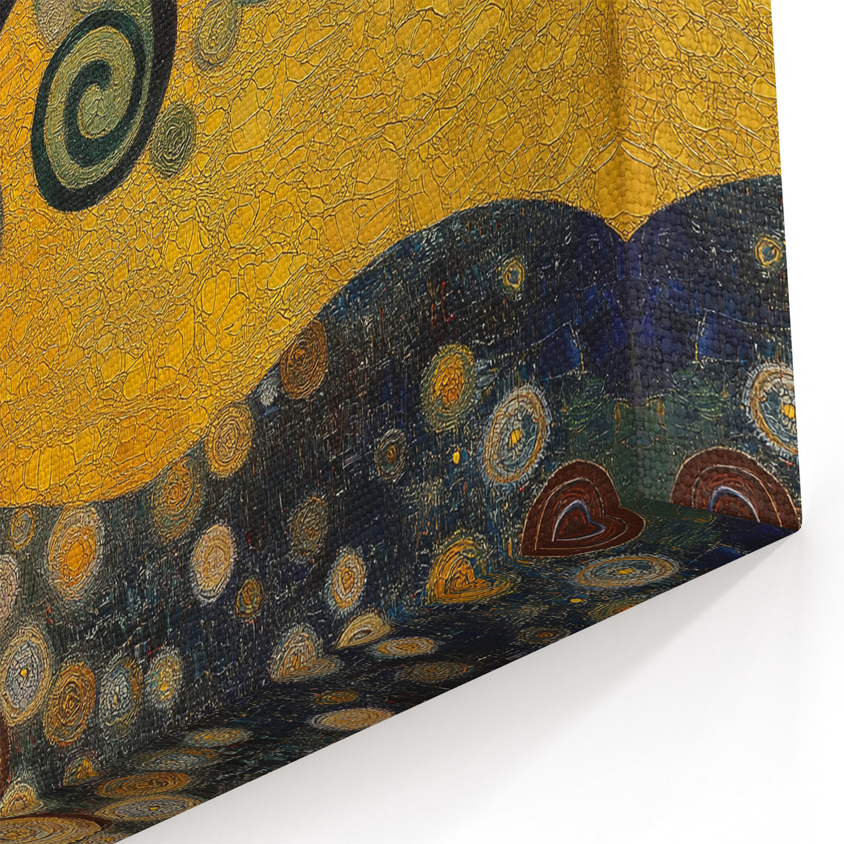 Golden Abstract Floral Wall Art – Modern Botanical Canvas Print