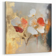 Elegant Abstract Floral Wall Art – Gold & Red Modern Canvas Print