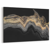 Luxury Fluid Abstract Wall Art – Black and Gold Modern Canvas