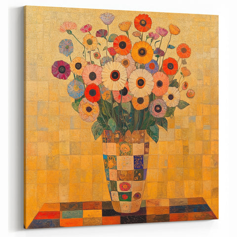 Bold Abstract Floral Wall Art – Colorful Geometric Canvas Print