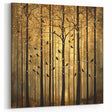 Golden Forest Abstract Wall Art – Mystical Nature Canvas Print