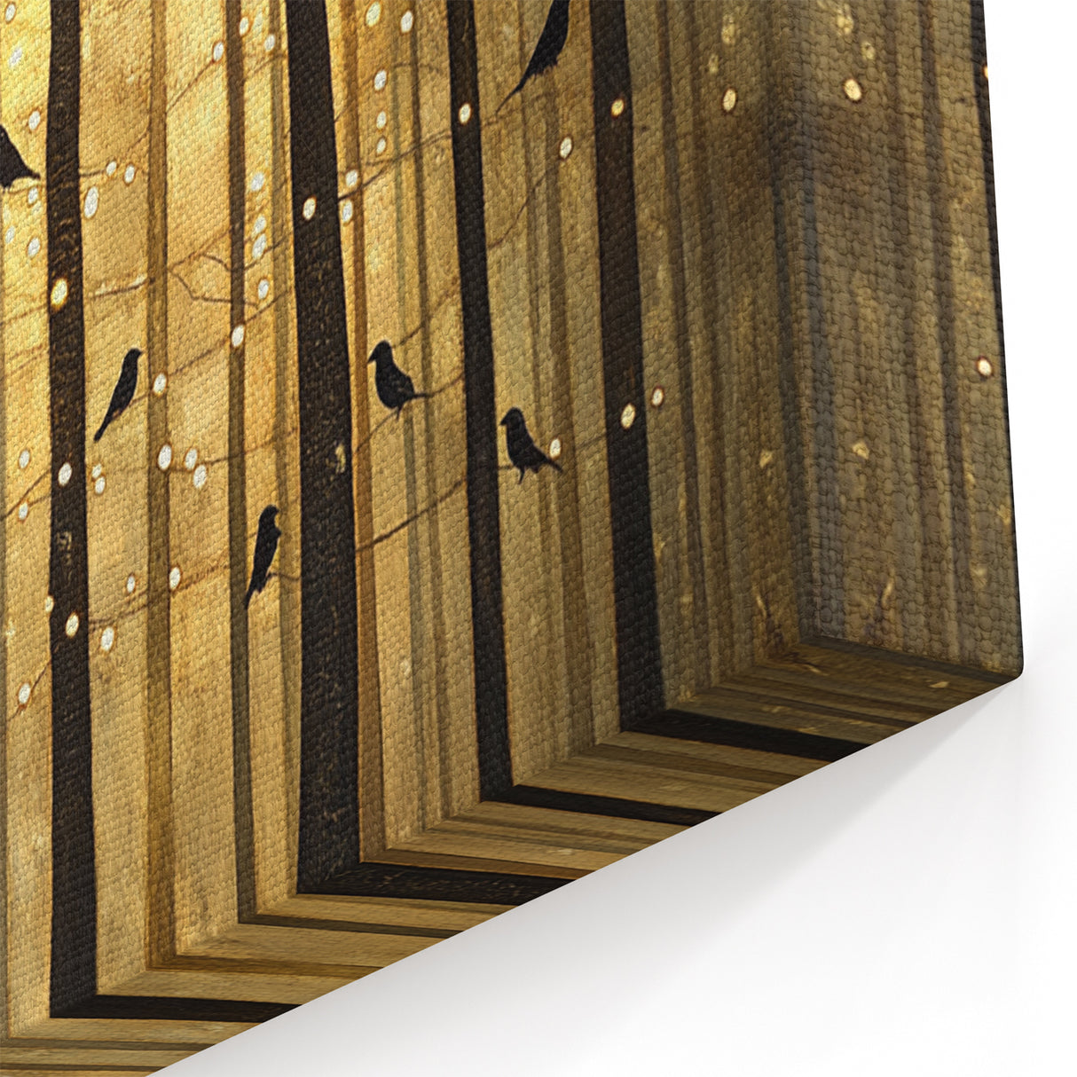 Golden Forest Abstract Wall Art – Mystical Nature Canvas Print