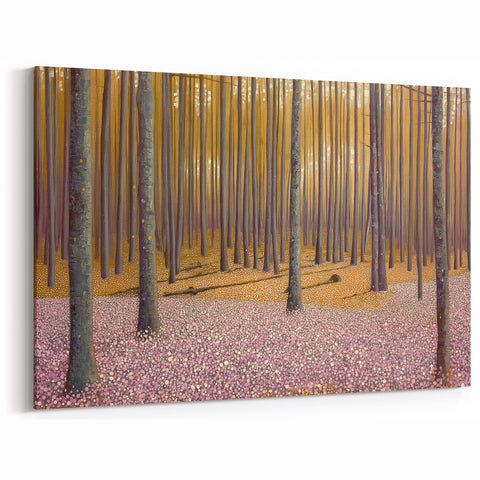 Golden Forest Abstract Wall Art – Soft Floral Nature Canvas Print
