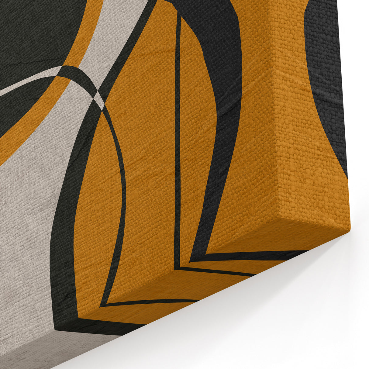 Modern Abstract Wall Art - Mustard, Black, and Orange Geometric Print