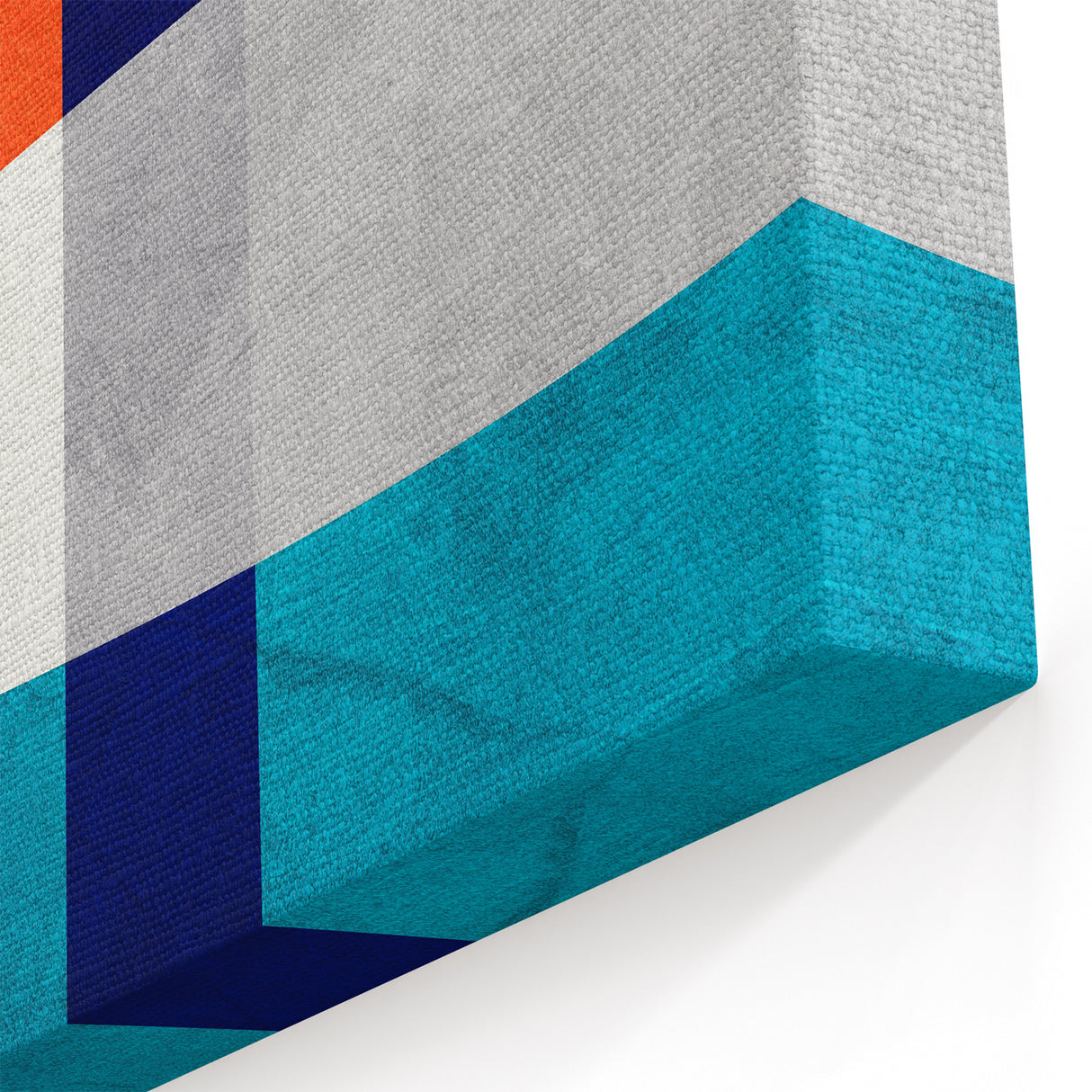 Vibrant Abstract Wall Art - Blue, Orange, and White Geometric Print