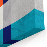Vibrant Abstract Wall Art - Blue, Orange, and White Geometric Print