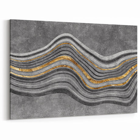 Contemporary Canvas Print - Gold & Gray Geometric Abstract Art