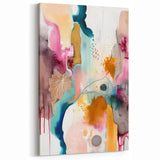 Modern Abstract Wall Art - Peach and Gold Watercolor Print