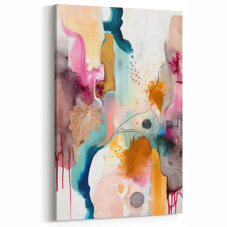 Modern Abstract Wall Art - Peach and Gold Watercolor Print