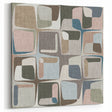 Geometric Abstract Painting - Beige & Blue Retro Wall Art