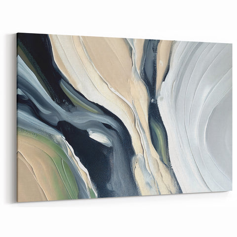 Large Modern Art Piece - Beige and Black Abstract Canvas