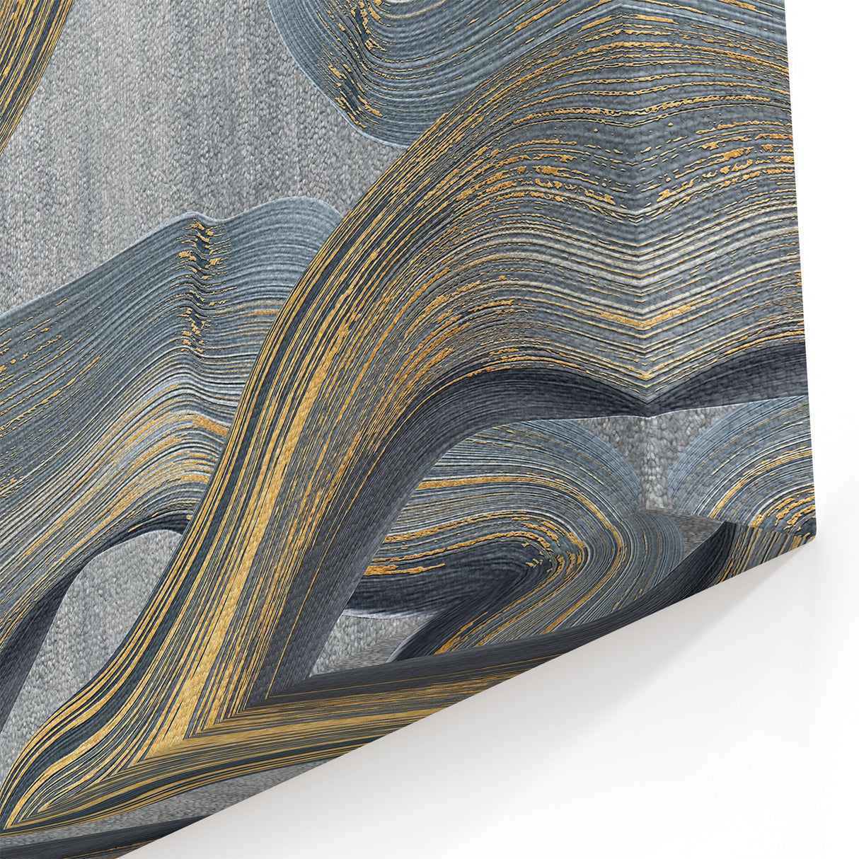 Large Modern Art Piece - Gray Blue and Gold Abstract Print