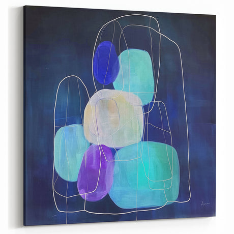 Minimalist Wall Décor - Teal & Purple Geometric Abstract Print