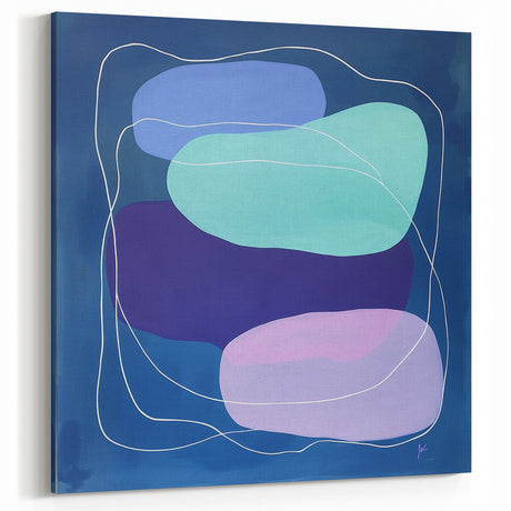Large Modern Art Pieces - Teal & Purple Geometric Wall Art