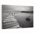 Black and White Serene Landscape Wall Art – Wooden Dock Scene