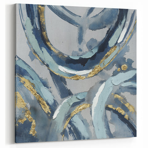 Calming Landscape Acrylic Prints – Navy & Gold Abstract Art